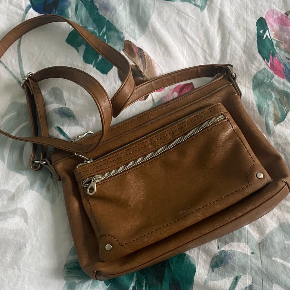 Relic Tan Crossbody Bag with Silver Accents
